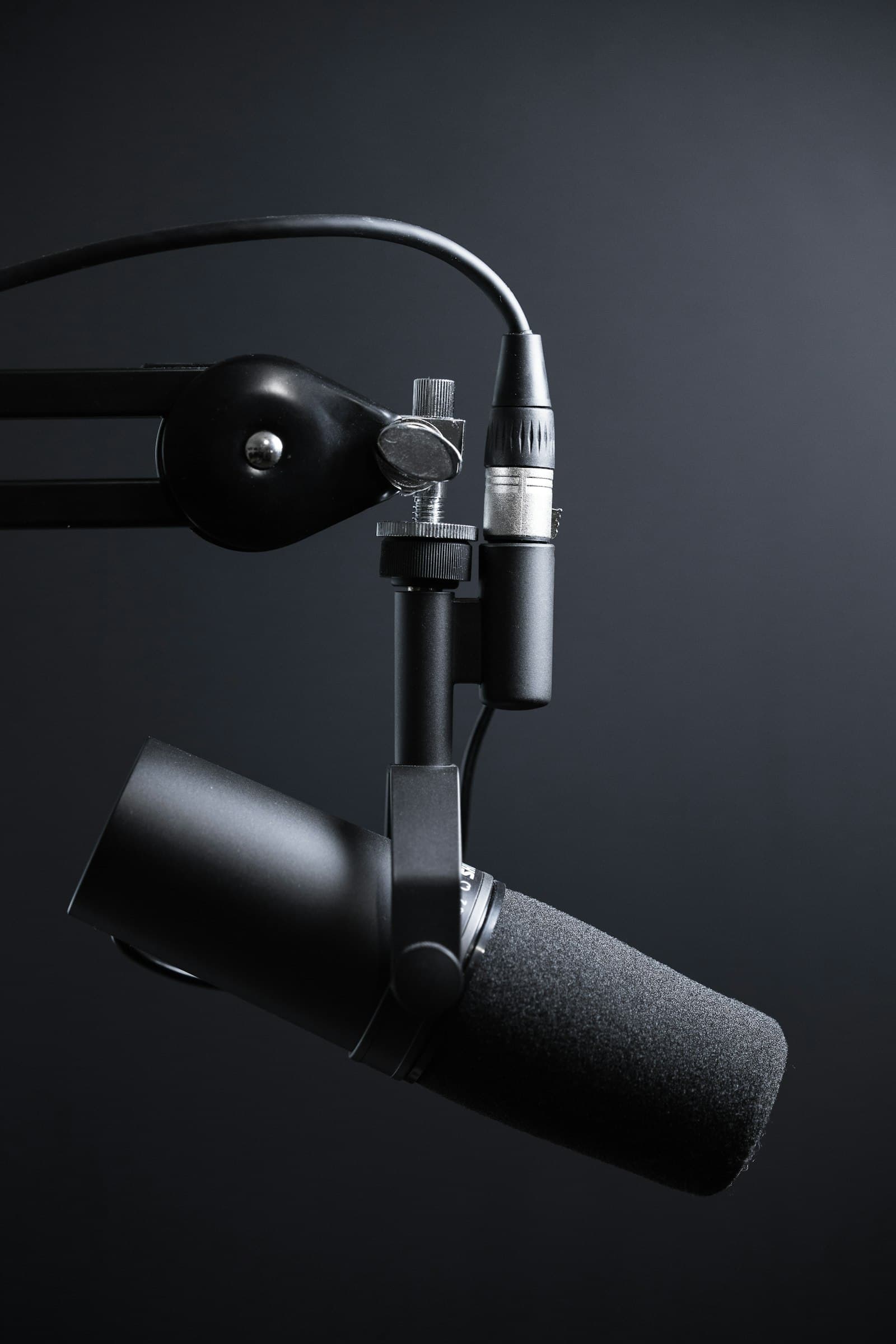Broadcast microphone in a recording studio