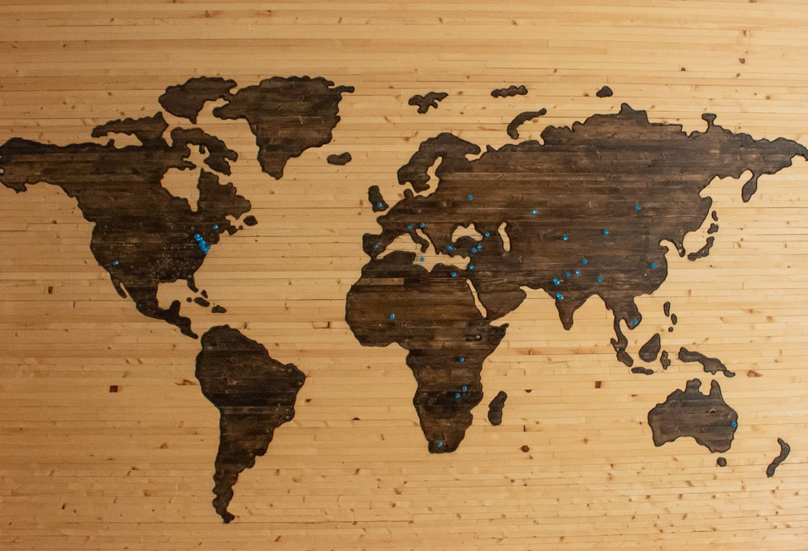World map travel flat lay
